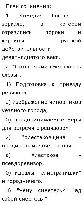 Сочинение: Образ уездного города в комедии Н.В.Гоголя Ревизор