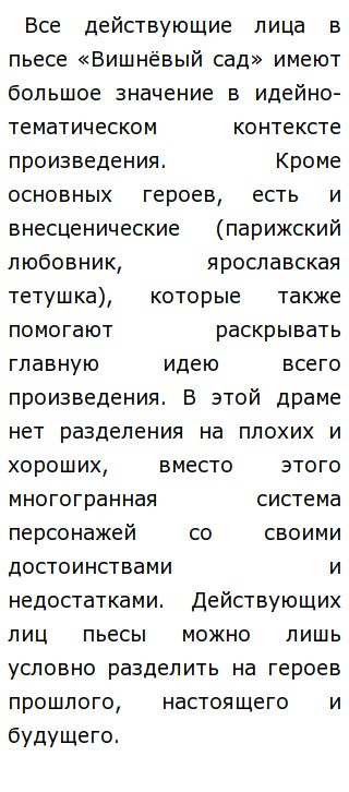 Сочинение: Прошлое, настоящее и будущее Вишневого сада.