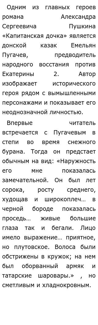Пугачев В Романе Капитанская Дочка Сочинение