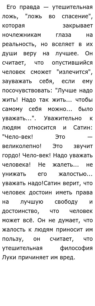 Сочинение: Споры о человеке в пьесе М. Горького На дне